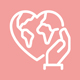 hand holding globe in heart shape symbolizing care for the planet and sustainability for future generations